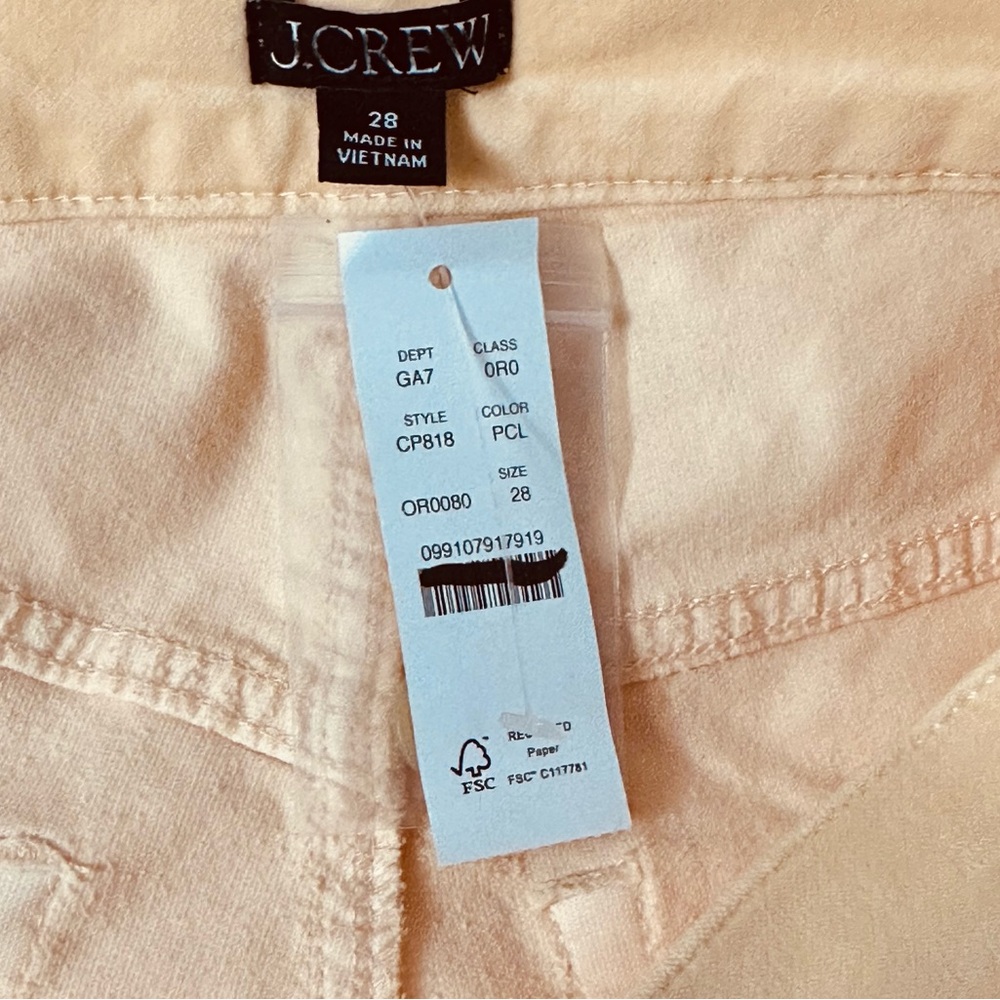 New J. Crew Wide-leg trouser in washed velvet Peche‎ Claire Pastel Peach Size 28 - Picture 6 of 6